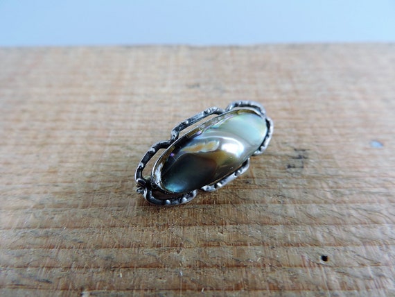 Vintage Sterling Abalone Blister Pearl Brooch - image 7