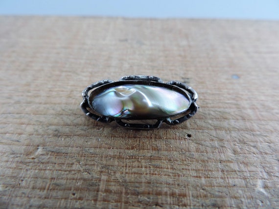 Vintage Sterling Abalone Blister Pearl Brooch - image 2