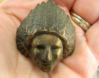 Vintage Figural Cast Bronze Indian head