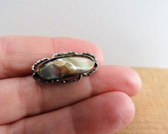 Vintage Sterling Abalone Blister Pearl Brooch