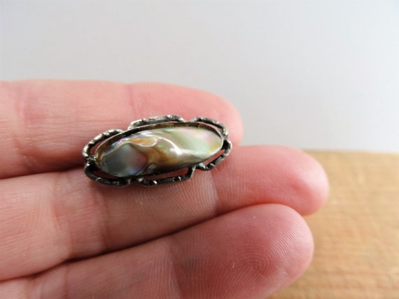 Vintage Sterling Abalone Blister Pearl Brooch - image 1