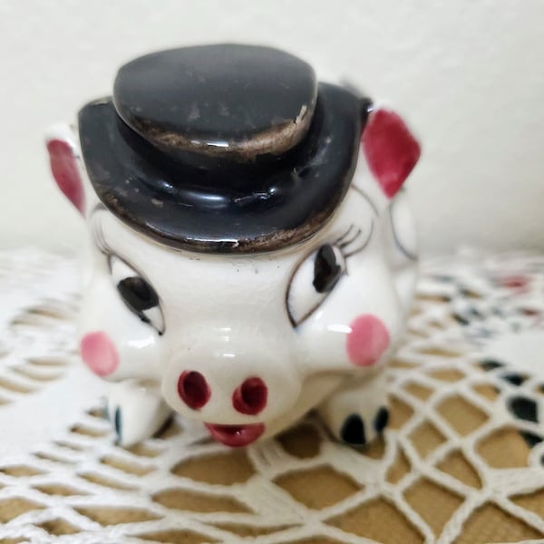 Vintage Piggy Bank made in Japan Pig in a hat