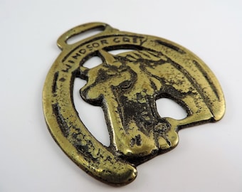 Vintage Brass Windsor Grey horse and horseshoe badge