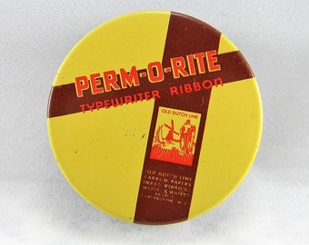 Vintage Perm-O-Rite Typewriter Ribbon tin and ribbon perm o rite Old Dutch Line