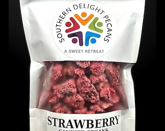 Aardbeien gekonfijte pecannoten – gastronomische zoete pecannoten – handgemaakte zuidelijke snack – cadeau als verwennerij