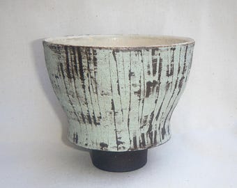 Japanese Mint Glazed Ceramic Cup – Handmade Studio Pottery Yunomi – Sculptural Stoneware Tea Cup – One of a Kind Vessel
