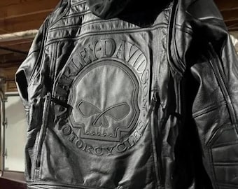 Men's Harley-Davidson Skull Cowhide Leather Motorcycle Biker Leather Jacket