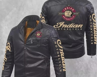 Indian Motorcycle Black Leather Jacket - 1901 Style - Removable Lining