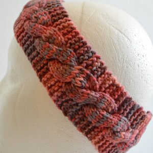 Wool Winter Headband, Cabled Wool Ear Warmer, Womens Hairband, Hand Knit, Ready to Ship image 1