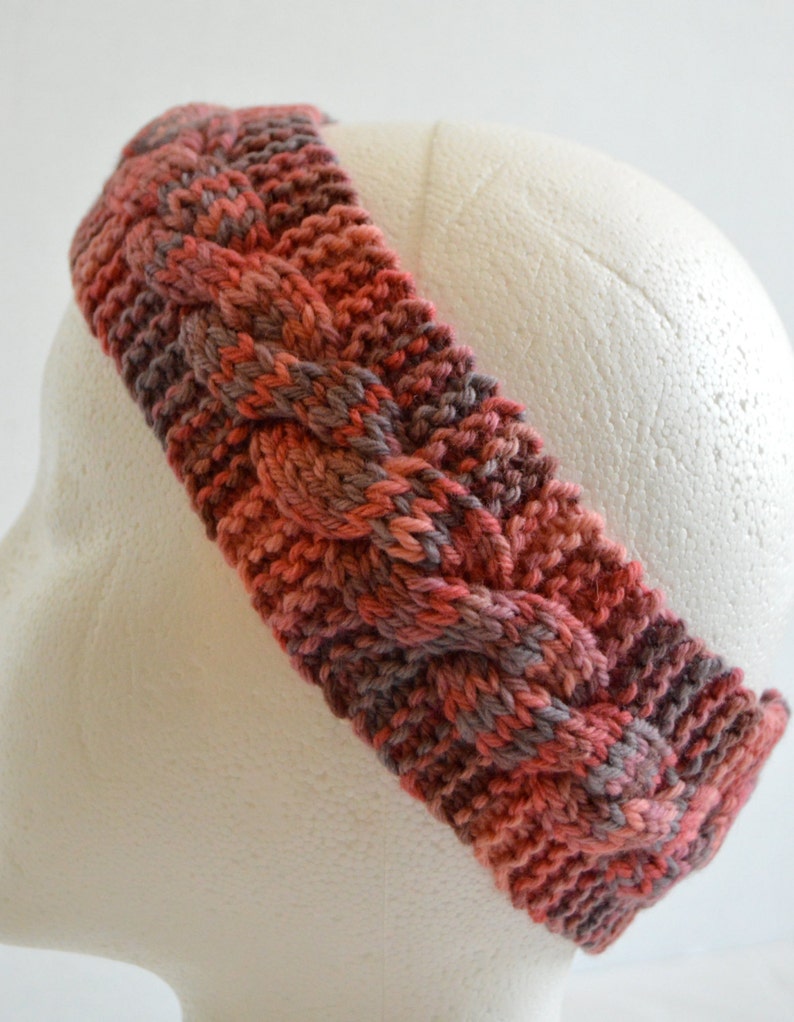 Wool Winter Headband, Cabled Wool Ear Warmer, Womens Hairband, Hand Knit, Ready to Ship image 1