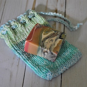 Garden Drawstring Soap Bag, Soap Scrap Saver Bag, Cotton Drawstring Bag, Zero Waste, Ready to Ship image 1