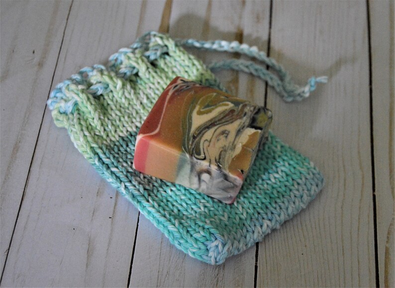 Garden Drawstring Soap Bag, Soap Scrap Saver Bag, Cotton Drawstring Bag, Zero Waste, Ready to Ship image 1