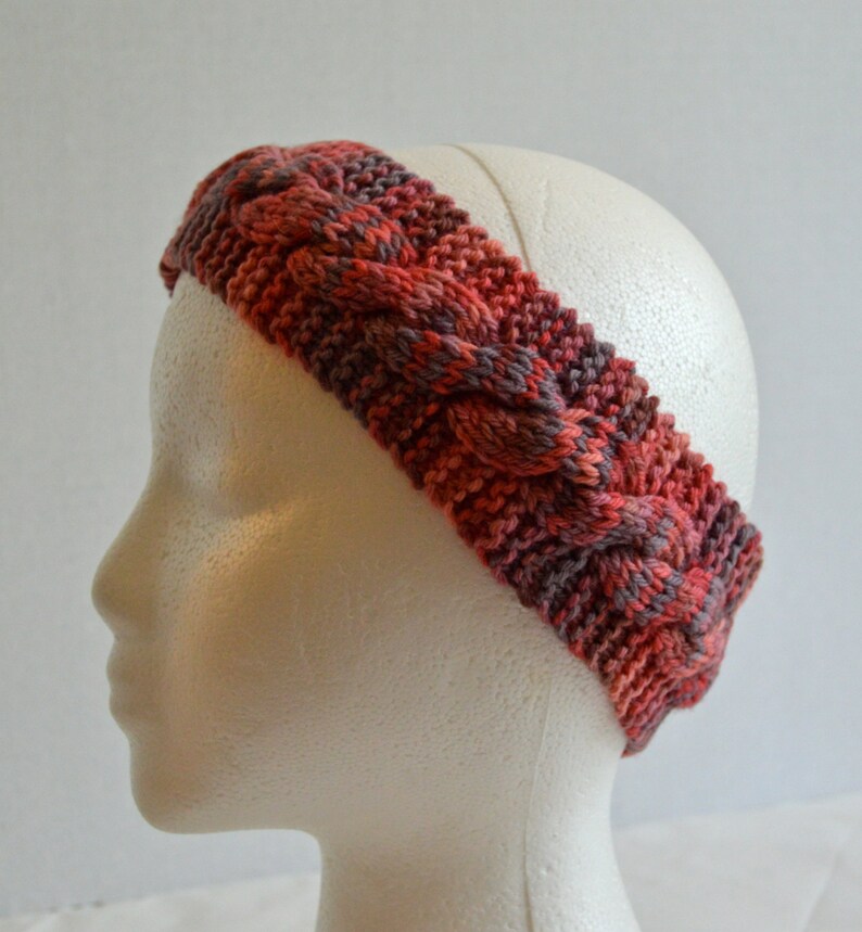 Wool Winter Headband, Cabled Wool Ear Warmer, Womens Hairband, Hand Knit, Ready to Ship image 2