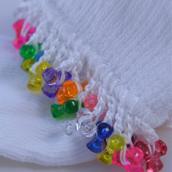 Colorful Beaded Socks for Girls, Multi-Colored Toddler Socks, Rainbow Socks