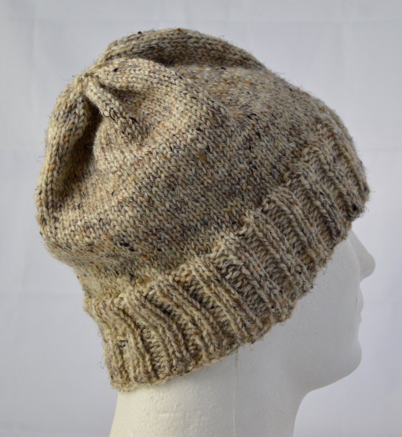 Cap Minimalist Wool Hat Hand Knit Tan 