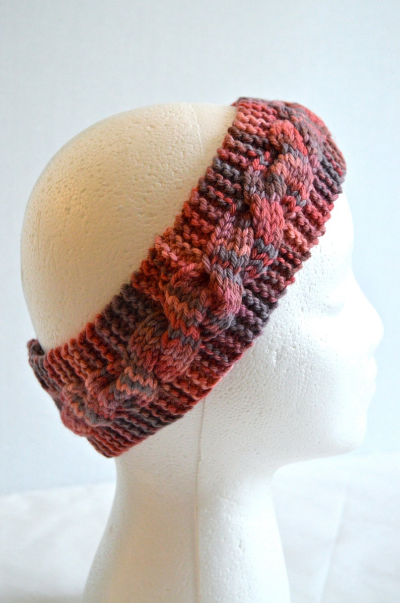 Wool Winter Headband, Cabled Wool Ear Warmer, Womens Hairband, Hand Knit, Ready to Ship image 3