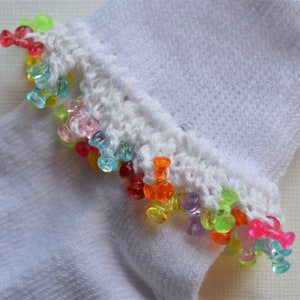 Beaded Socks for Girls, XS 4T 5T or Toddler Shoe Size 8 11, Easter Footwear, Cute Beaded Socks, Girls Rainbow Socks image 7