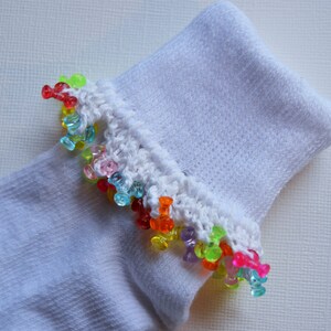 Beaded Socks for Girls, XS 4T 5T or Toddler Shoe Size 8 11, Easter Footwear, Cute Beaded Socks, Girls Rainbow Socks image 5