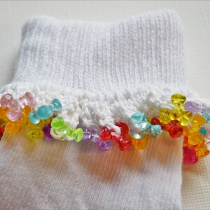 Beaded Socks Sized 12 to 24 Months, Girls Easter Footwear, Cute Beaded Socks, Girls Rainbow Socks image 6