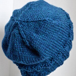 Wool Cabled Beanie, Blue Hat with Cables, Unisex Winter Hat, Teen Beanie, Adult Beanie, Hand Knit, Ready to Ship image 3