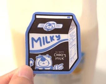 Vinylsticker met chocolademelkkat | waterdicht, geschikt voor waterfles, laptop, planner, dagboek, briefpapier, leuke sticker, cadeau voor een vriend(in)