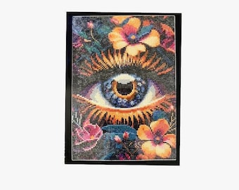 13 3/4" x 9 3/4" Diamond Art Floral Eye Portrait