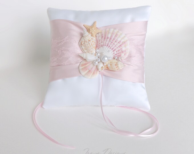 Petal Beach Ring Bearer Pillow. Pale Pink and White Ring Etsy
