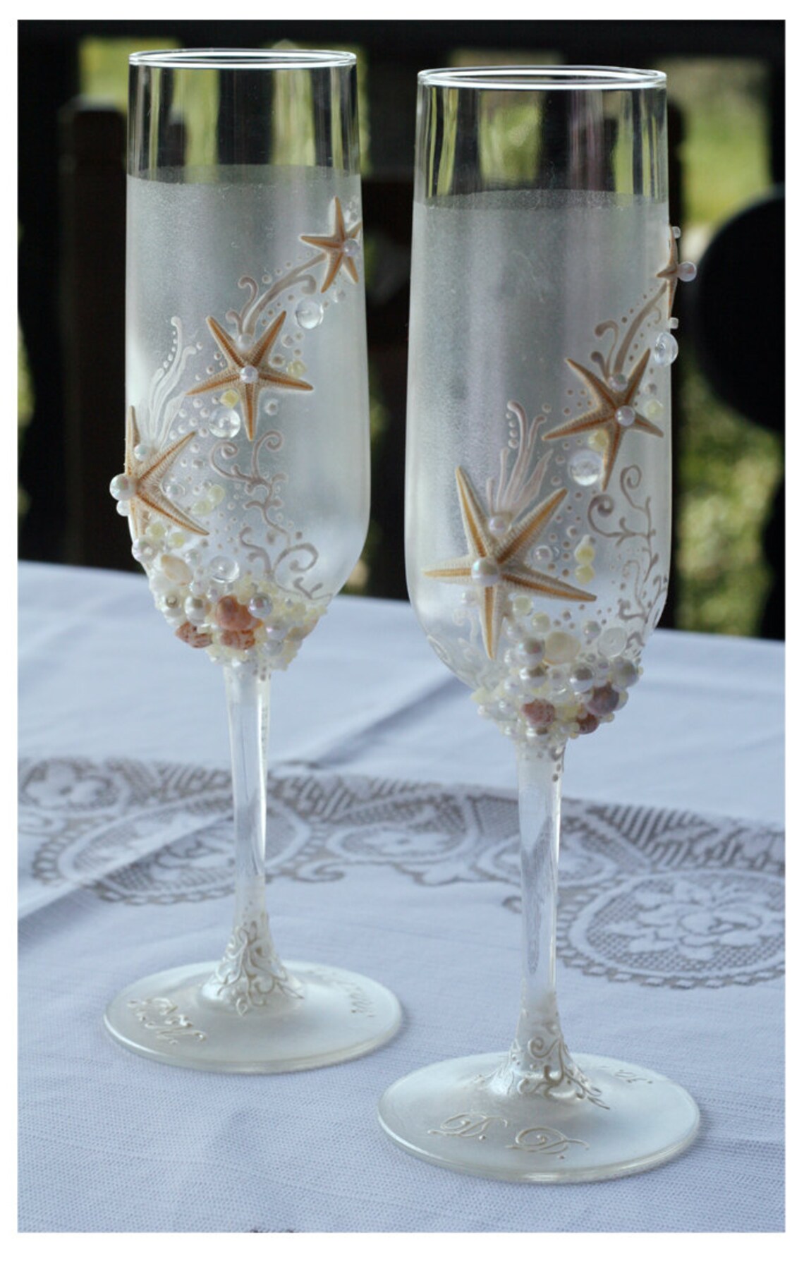 Personalized Pearl Wedding Glasses Set. Wedding champagne Etsy