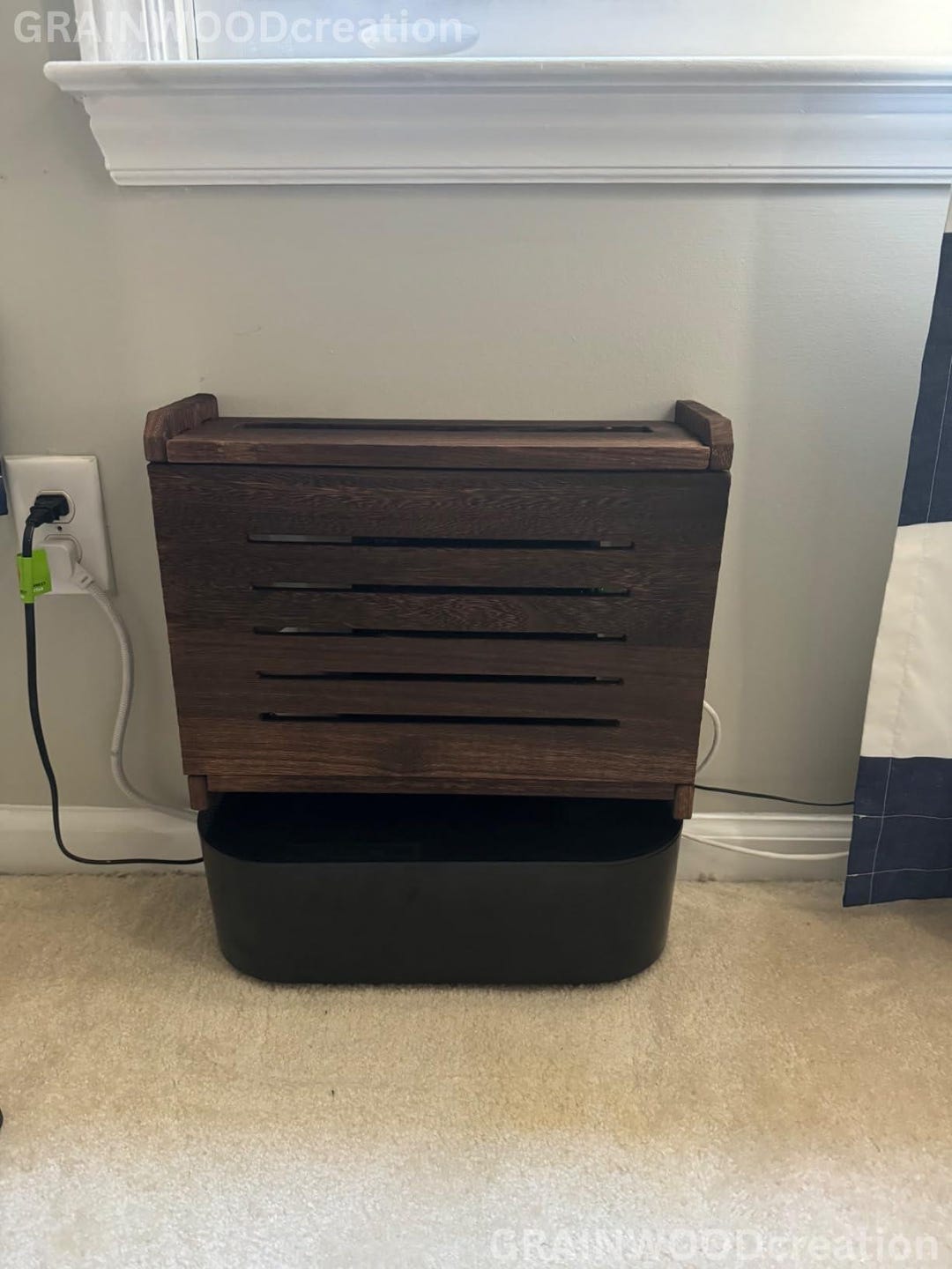 Wooden Router Shelf Wall Mount Wifi Router Storage Box | Cable ...