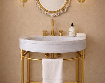Hand geschnitzte Carrara Marmor Waschbecken, Luxus Konsole oder Wand Becken