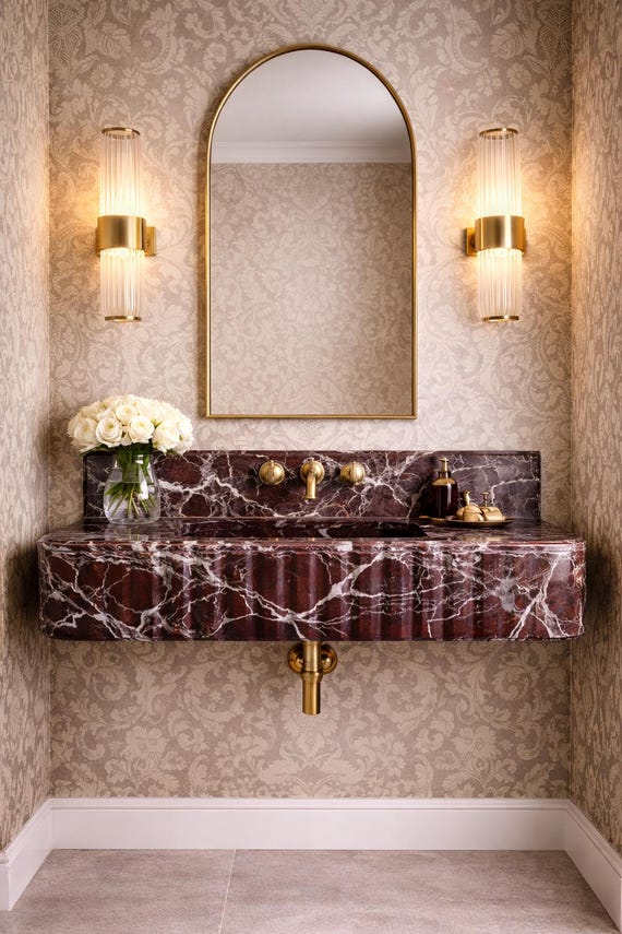 Rosso Levanto Marble Sink - Custom Size Natural Stone Basin