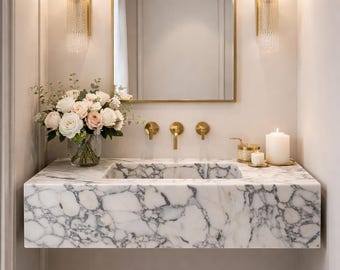 Marmor Waschbecken Calacatta Viola - Sondergröße Wand Badezimmer Eitelkeit