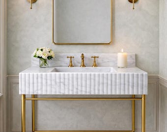 Handmade Carrara White Marble Sink: Custom Luxury Console or Wall Mount
