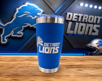 Detroit Lions Laser Engraved Tumbler | 20oz Stainless Steel Travel Mug