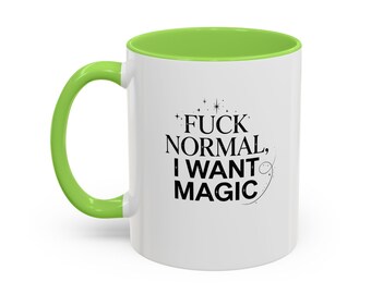 Taza de café mágica "A la mierda lo normal" - Regalo humorístico - Energía de la era curativa - Taza de cerámica colorida, 325 ml y 430 ml