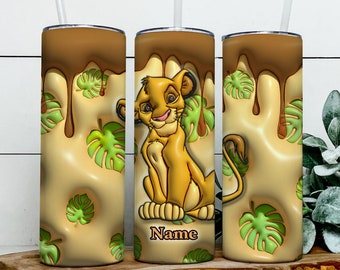 Custom Name Lion King 3D Tumbler 20oz skinny Png, Cartoon Movie PNG, Wrap, Personalities, Straight &Tapered Tumbler Design, Digital Download
