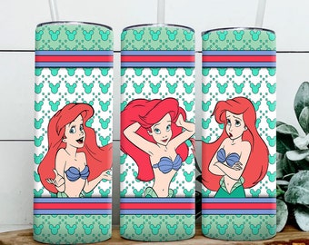 Ariel Princess Tumbler 20oz skinny png, Cartoon Movie, Tumbler Wrap, Gift, Sublimation, Straight &Tapered Tumbler Design, Digital Download