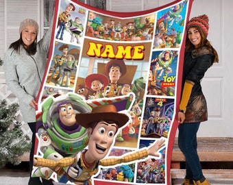 Custom Name Toy Story Blanket, Quilt Blanket, Cartoon Movie Blanket, Fleece Mink Sherpa Blanket, Birthday, Bedroom Home Decor, Gifts Baby