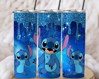 Mouse Stitch 20oz skinny Tumbler Wrap Png, Cartoon Movie Png, Gift Birthday, Sublimation, Straight Tapered Tumbler Design, Digital Download