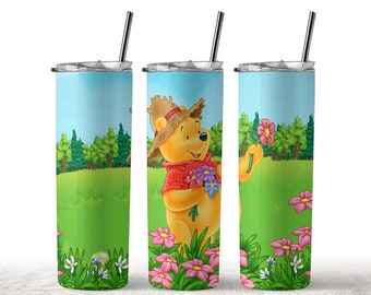 Winnie Pooh Tumbler 20oz skinny png, Cartoon Movie, Gift Cup, Tumbler Wrap, Sublimation, Straight &Tapered Tumbler Design, Digital Download