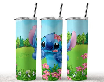 Stitch Tumbler png, 20oz skinny png, Cartoon Movie Wrap, Gift Cup Birthday, Sublimation, Straight &Tapered Tumbler Design, Digital Download