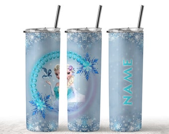 Custom Name Frozen Elsa Princess Tumbler 20oz skinny png, Cartoon Movie, Personalities, Straight &Tapered Tumbler Design, Digital Download