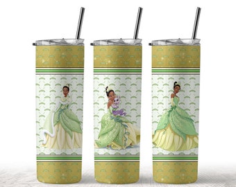 Tiana Tumbler 20oz skinny png, Cartoon Movie, Wrap, Gift Cup Birthday, Love, Sublimation, Straight &Tapered Tumbler Design, Digital Download