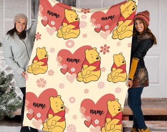 Personalized Winnie the Pooh Blanket, Cartoon Movie Blanket, Throw, Characters, Fleece Mink Sherpa Blanket, Birthday, Home Decor, Gift Baby