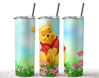 Winnie Pooh Tumbler 20oz skinny Png, Cartoon Movie, Love, Gift, Cup, Wrap, Sublimation, Straight &Tapered Tumbler Design, Digital Download