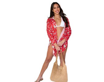Aloha Island Button Down Swim Cover-Up