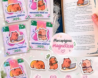 Marcapáginas Magnético Capibara Kawaii | Bookmark Magnético para Libros | Regalo Lector, Papelería Cute, Capybara