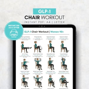 Chair Workout for GLP-1 Users, Women 40+ Low Impact Workout, GLP-1 Friendly Exercise Plan, Chair Home Workout, Seated Workout Routine PDF