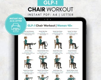 Chair Workout for GLP-1 Users, Women 40+ Low Impact Workout, GLP-1 Friendly Exercise Plan, Chair Home Workout, Seated Workout Routine PDF