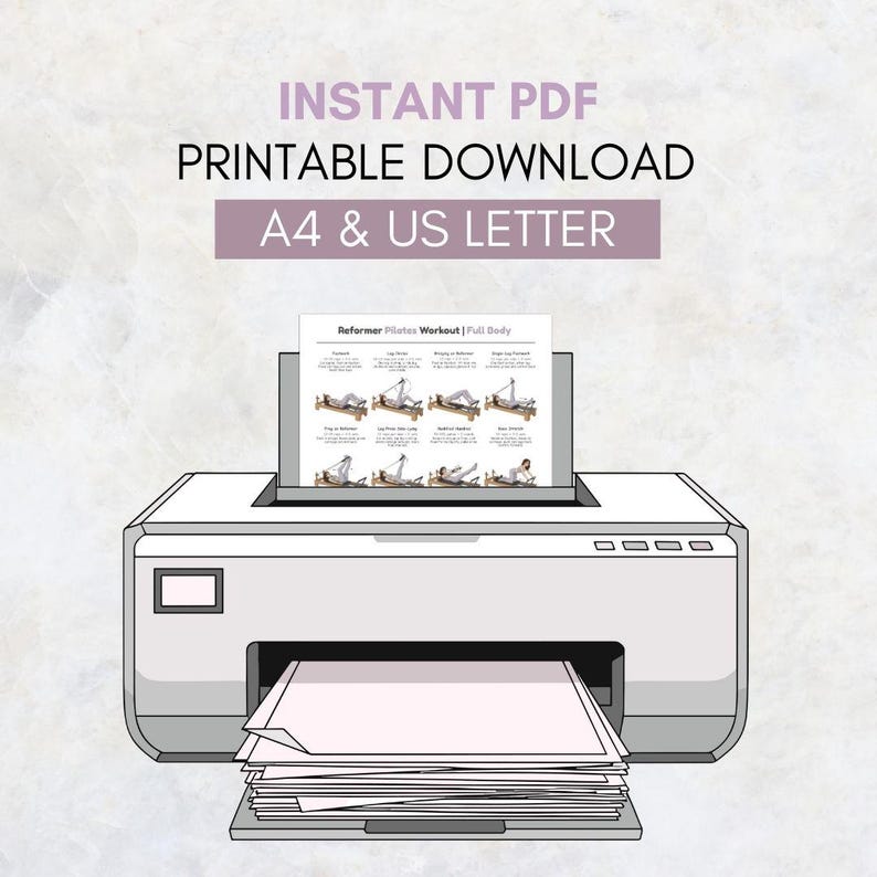 Reformer Pilates Full Body Workout Printable PDF | Pilates Reformer Exercise Chart | Home Studio Pilates Routine Guide | Womens Home Workout image 2